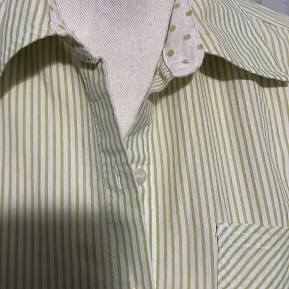 Chico’s - green and white striped button up - Size 0 - Picture 2 of 5